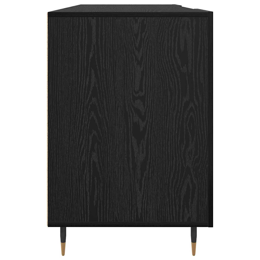 Bureau met plank Zwart eiken 140 x 50 x 75 cm Bewerkt hout