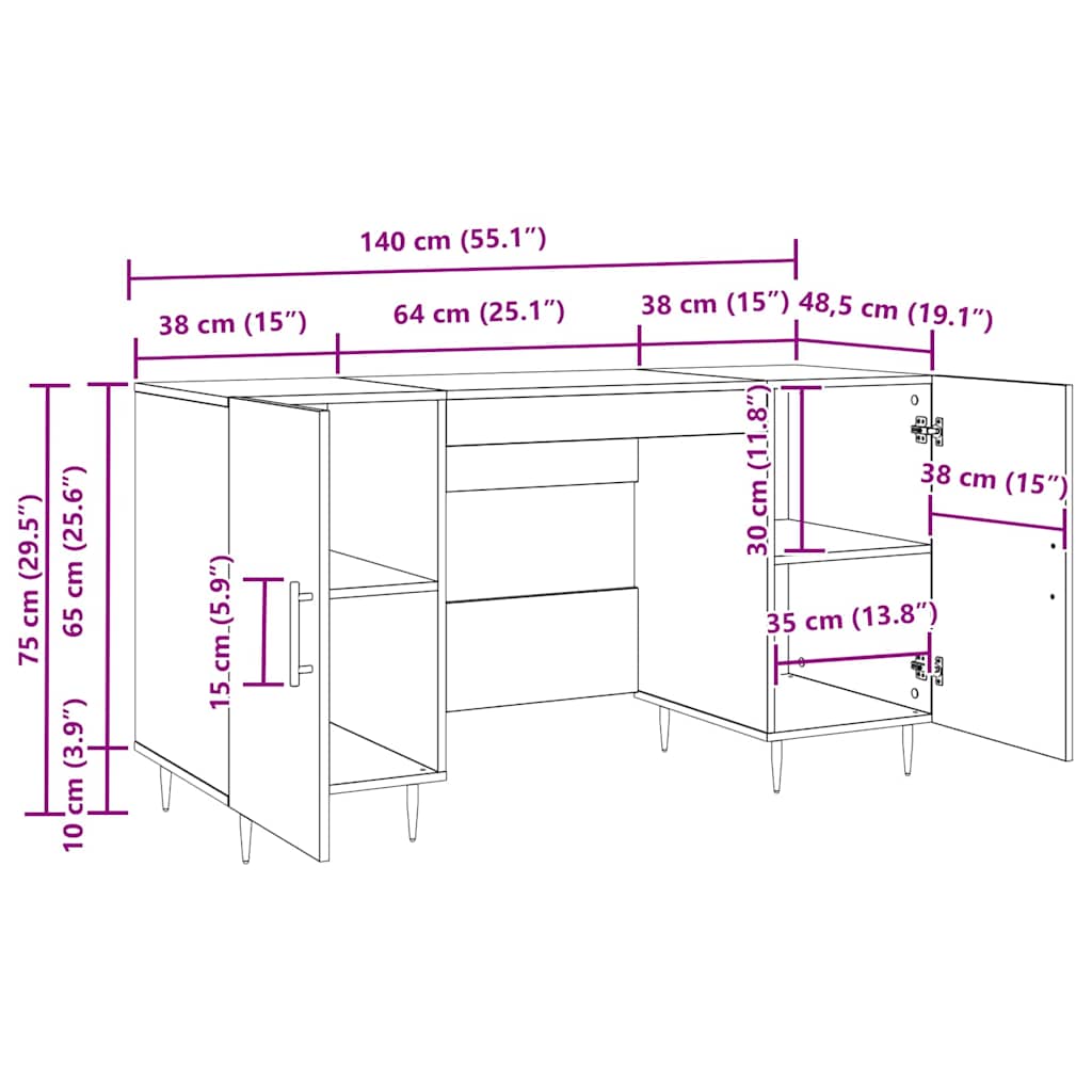 Bureau met plank met opslag met de deur Oud hout Bewerkt hout