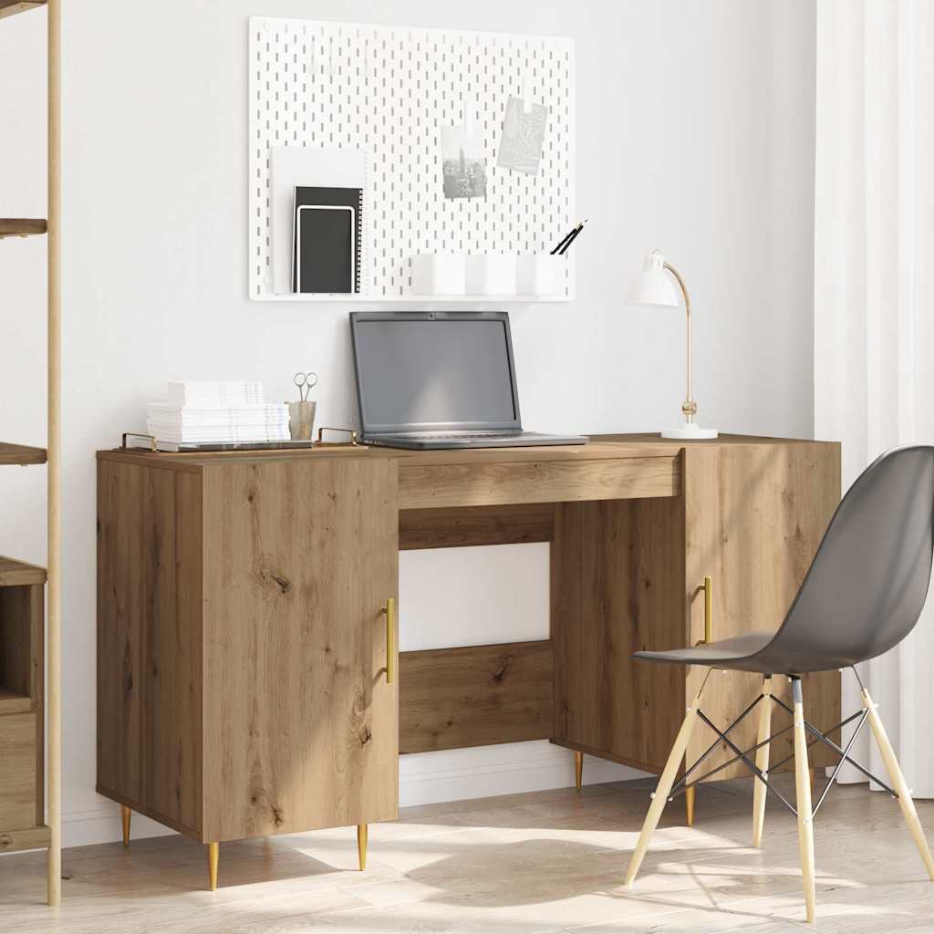 Bureau met plank artisanaal eikenkleurig Bewerkt hout