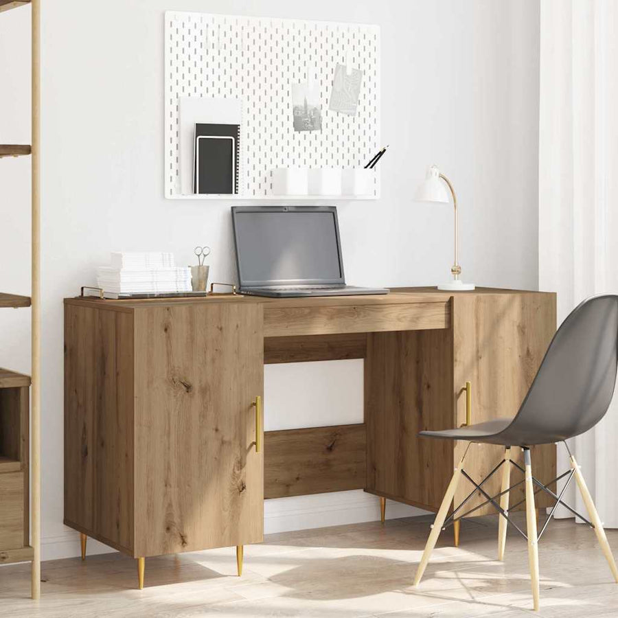 Bureau met plank artisanaal eikenkleurig Bewerkt hout