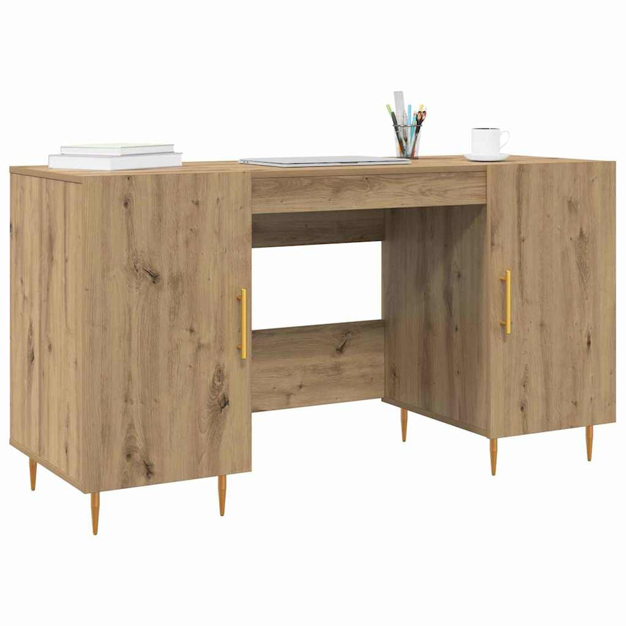 Bureau met plank artisanaal eikenkleurig Bewerkt hout