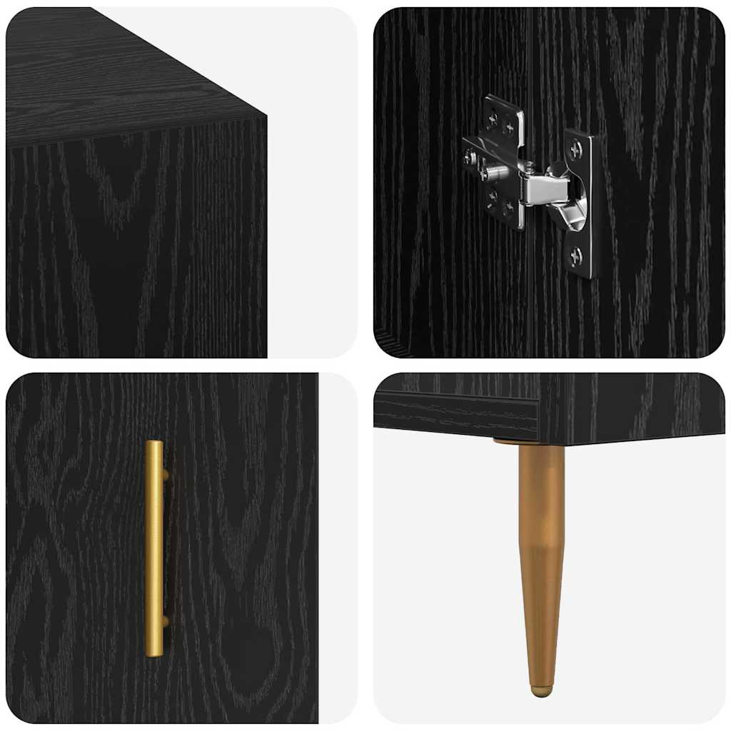 Bureau met plank met opslag Zwart eiken Bewerkt hout