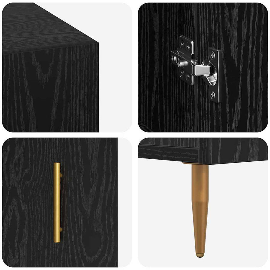 Bureau met plank met opslag Zwart eiken Bewerkt hout