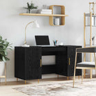Desk with shelf with storage Black oak Engineered wood