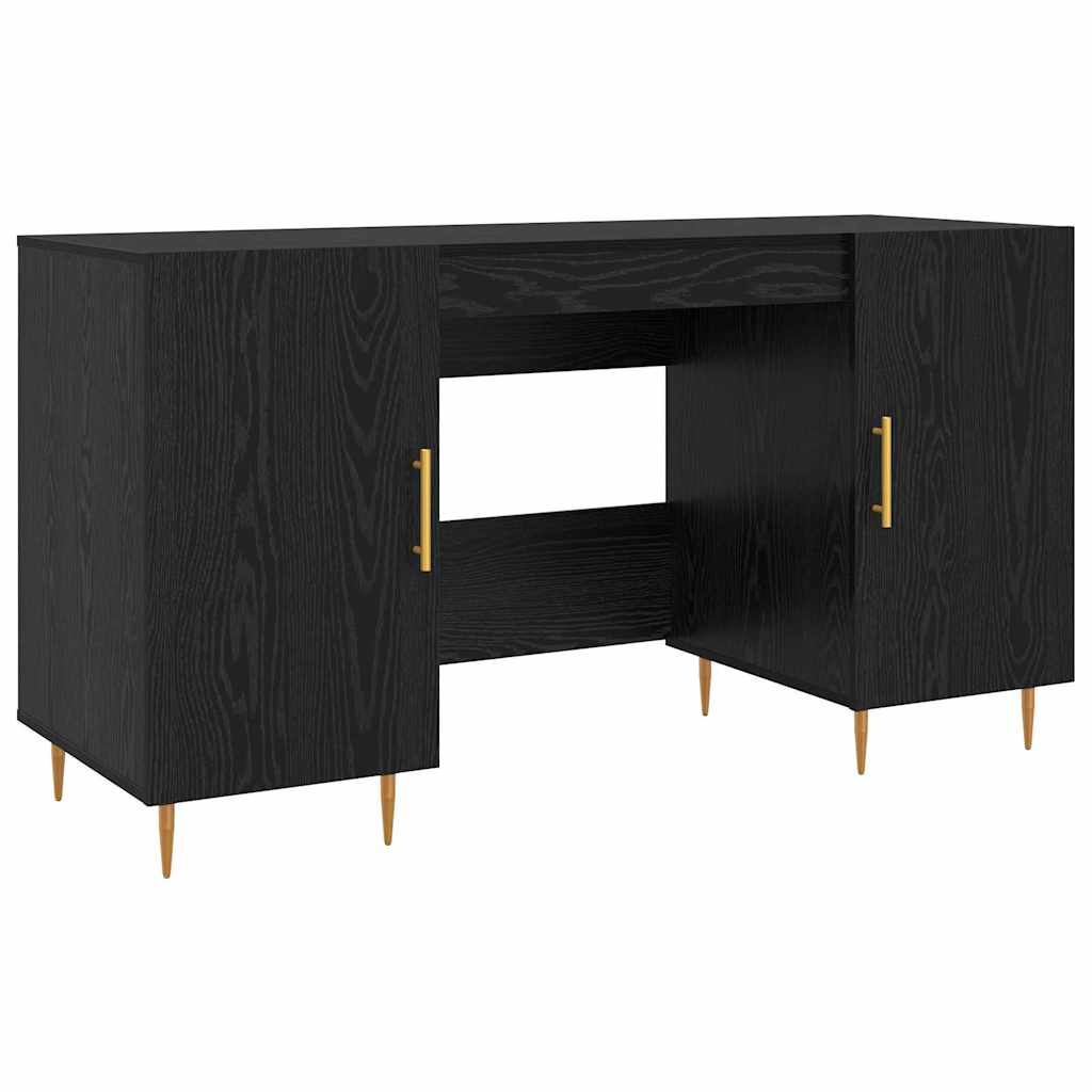 Bureau met plank met opslag Zwart eiken Bewerkt hout
