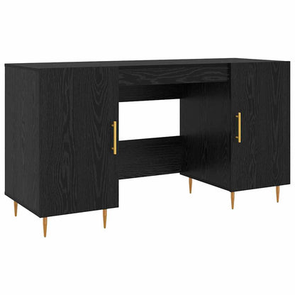 Bureau met plank met opslag Zwart eiken Bewerkt hout