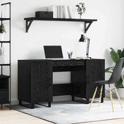 Bureau met plank 140x50x75 cm zwart eiken bewerkt hout