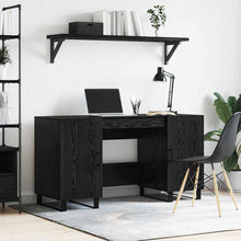 Bureau met plank Zwart eiken 140 x 50 x 75 cm Bewerkt hout