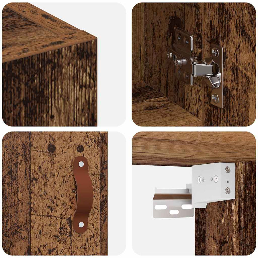 Wandkast Wandgemonteerd Oud hout 60 x 31 x 70 cm Bewerkt hout