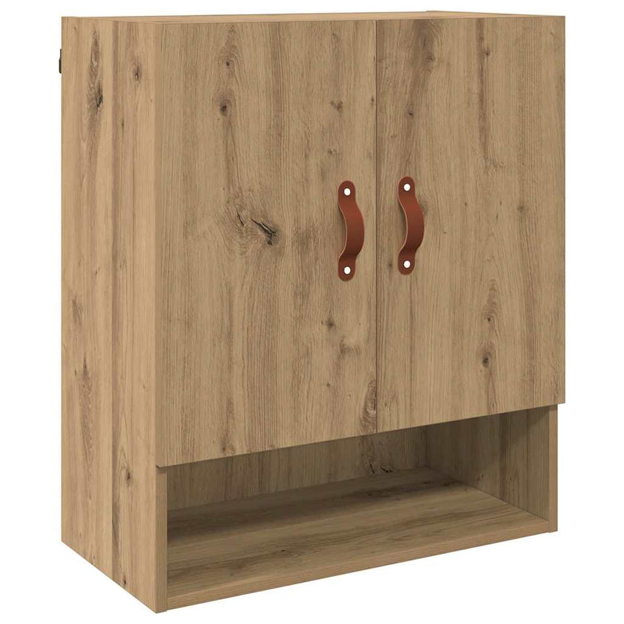 Wandkast artisanaal eikenkleurig 60 x 31 x 70 cm Bewerkt hout