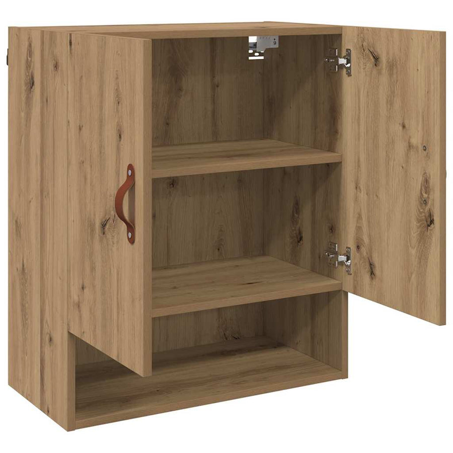 Wandkast artisanaal eikenkleurig 60 x 31 x 70 cm Bewerkt hout