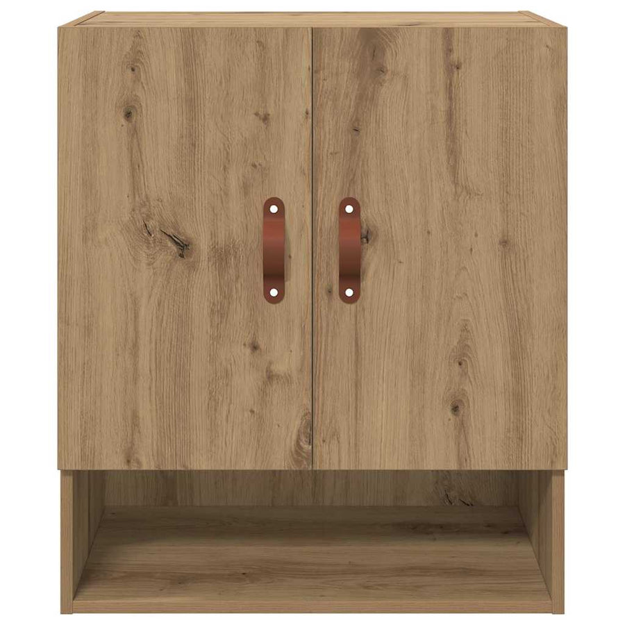 Wandkast artisanaal eikenkleurig 60 x 31 x 70 cm Bewerkt hout