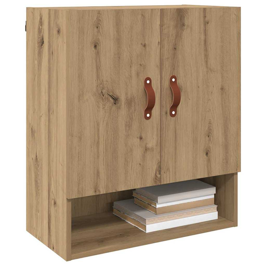 Wandkast artisanaal eikenkleurig 60 x 31 x 70 cm Bewerkt hout