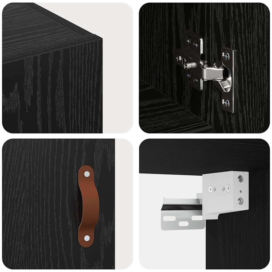 Wandkast Zwart eiken 60 x 31 x 70 cm Bewerkt hout