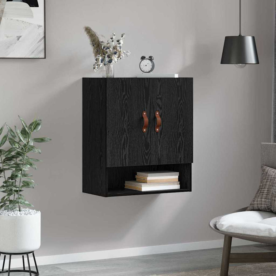 Wandkast Zwart eiken 60 x 31 x 70 cm Bewerkt hout
