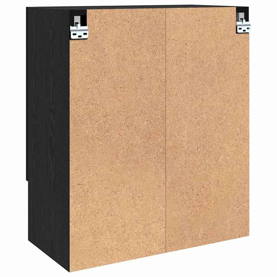 Wandkast Zwart eiken 60 x 31 x 70 cm Bewerkt hout