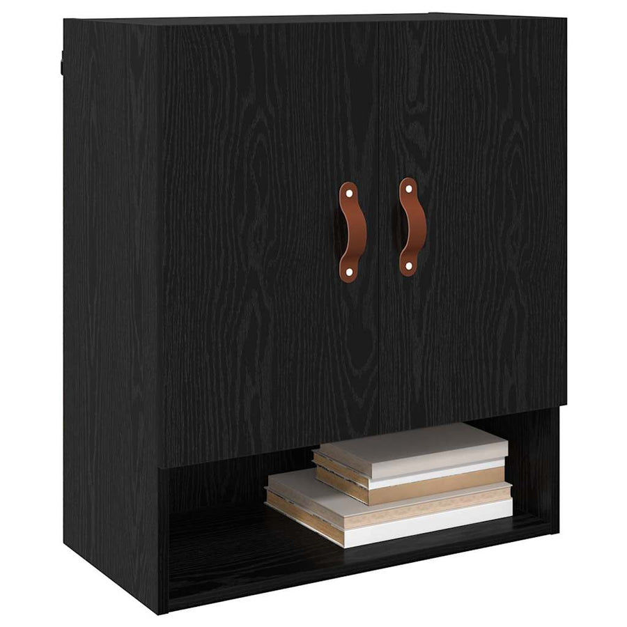 Wandkast Zwart eiken 60 x 31 x 70 cm Bewerkt hout