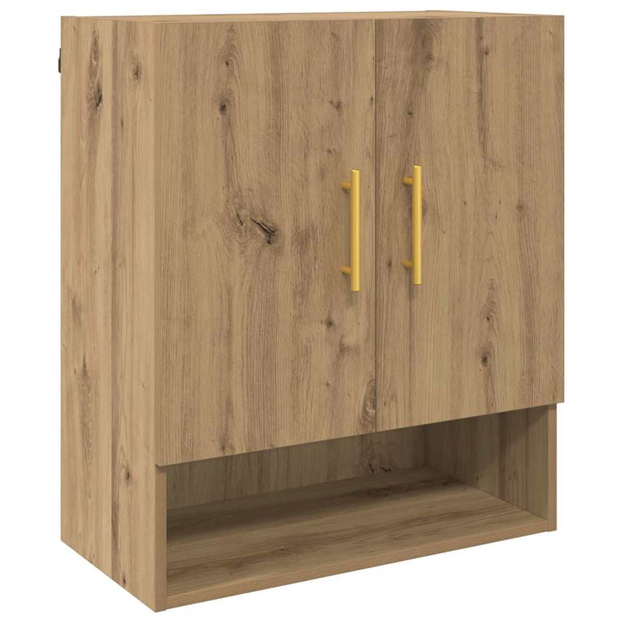 Wandkast artisanaal eikenkleurig 60 x 31 x 70 cm Bewerkt hout