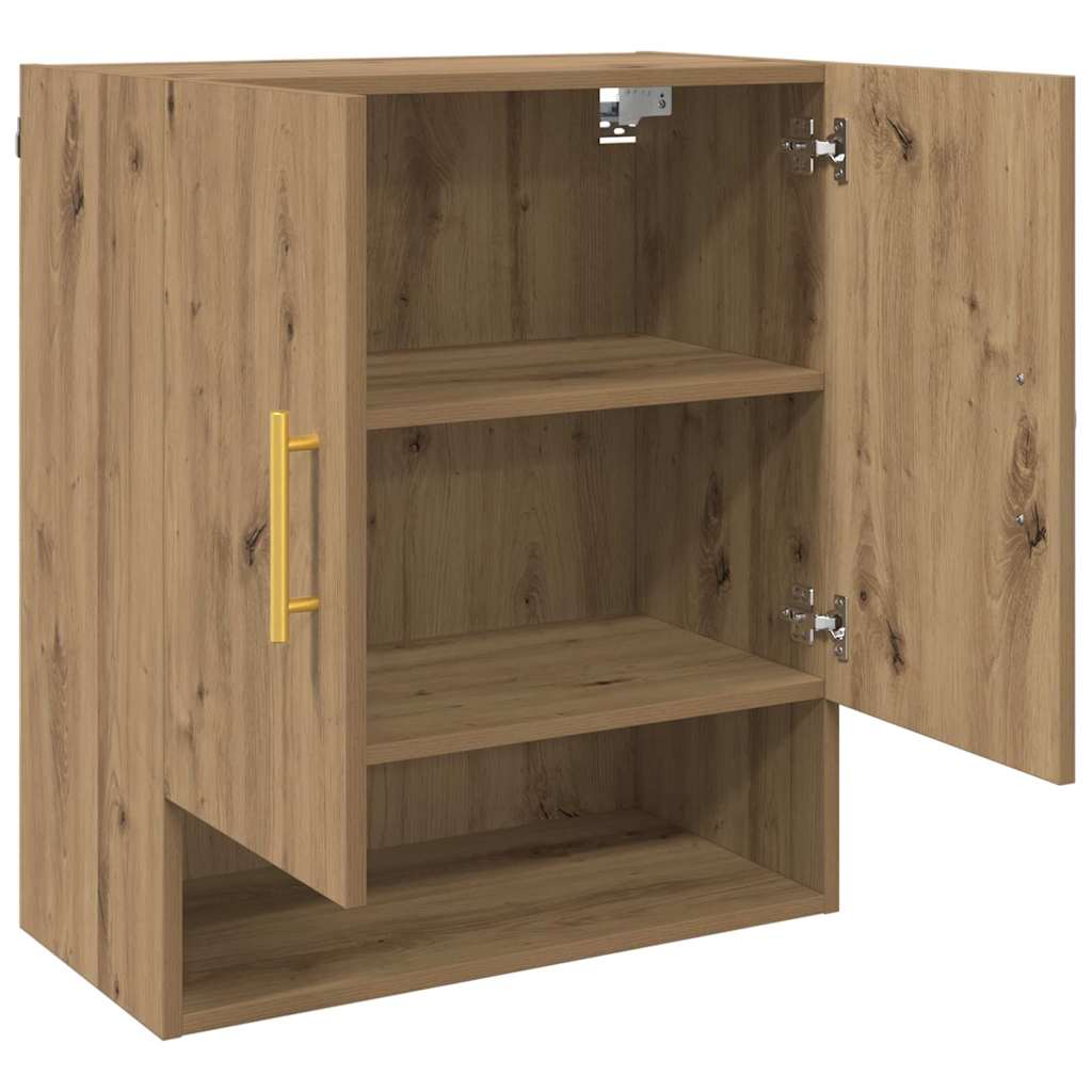 Wandkast artisanaal eikenkleurig 60 x 31 x 70 cm Bewerkt hout