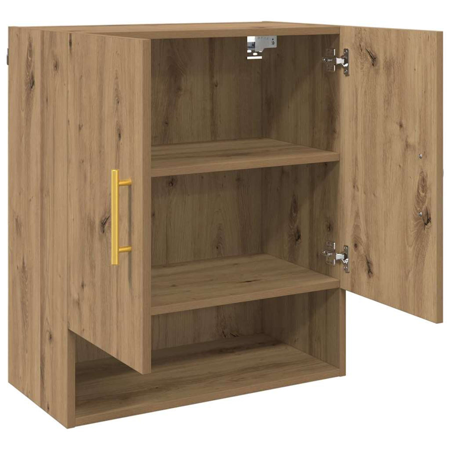 Wandkast artisanaal eikenkleurig 60 x 31 x 70 cm Bewerkt hout