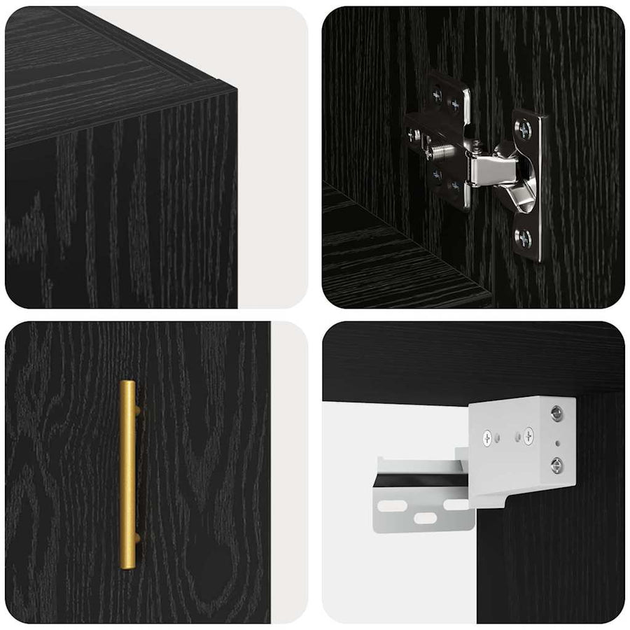 Wandkast Zwart eiken 60 x 31 x 70 cm Bewerkt hout