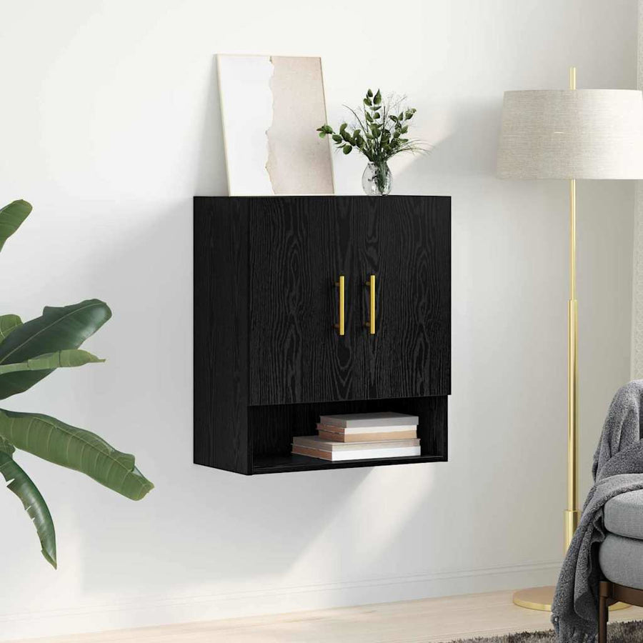 Wandkast Zwart eiken 60 x 31 x 70 cm Bewerkt hout