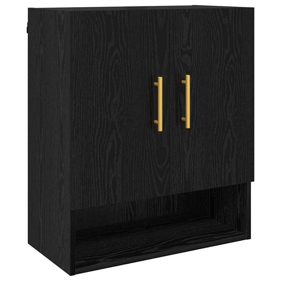 Wandkast Zwart eiken 60 x 31 x 70 cm Bewerkt hout