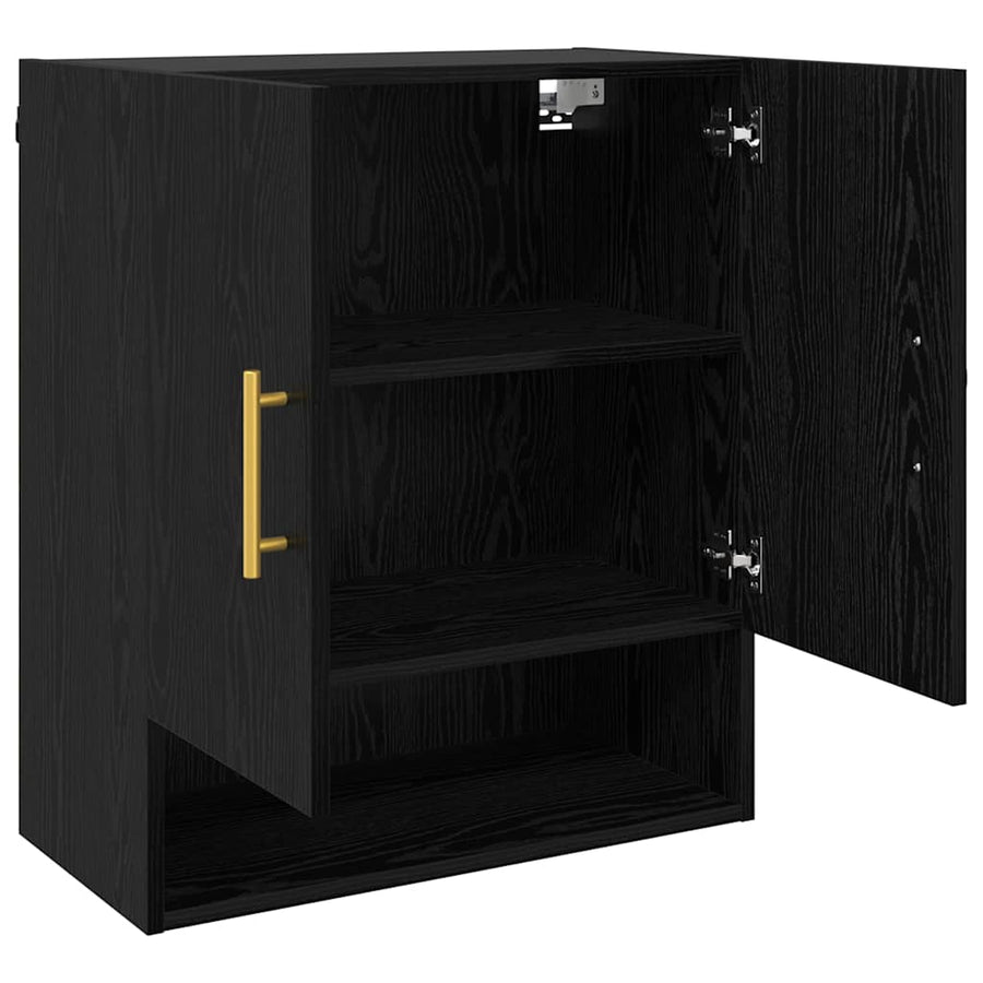 Wandkast Zwart eiken 60 x 31 x 70 cm Bewerkt hout