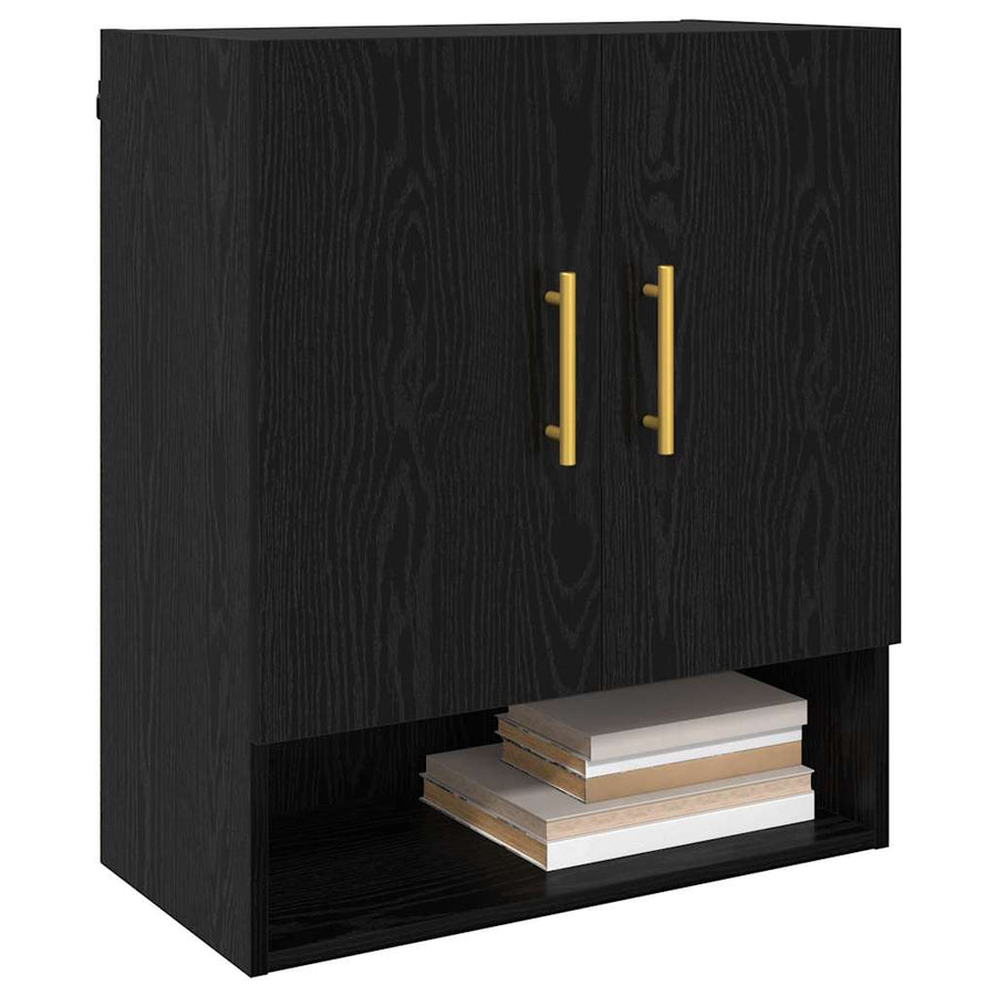 Wandkast Zwart eiken 60 x 31 x 70 cm Bewerkt hout