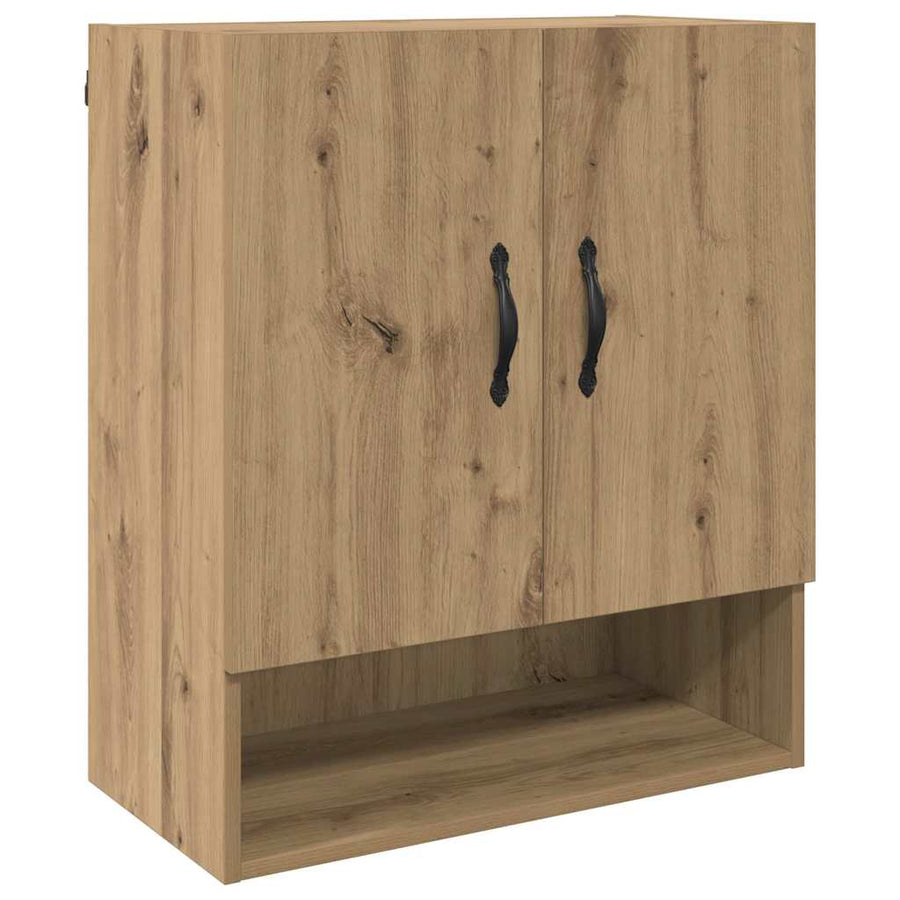 Wandkast artisanaal eikenkleurig 60 x 31 x 70 cm Bewerkt hout