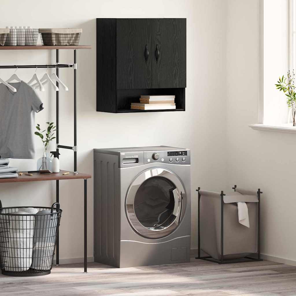 Wandkast Zwart eiken 60 x 31 x 70 cm Bewerkt hout