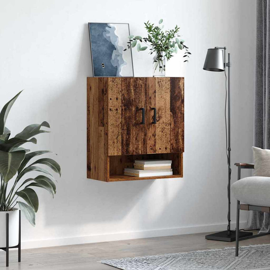Wandkast Wandgemonteerd Oud hout 60 x 31 x 70 cm Bewerkt hout