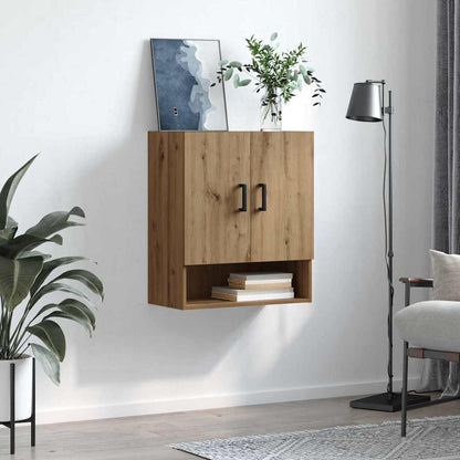 Wandkast artisanaal eikenkleurig 60 x 31 x 70 cm Bewerkt hout
