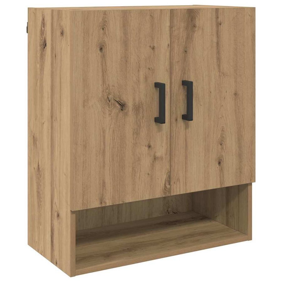 Wandkast artisanaal eikenkleurig 60 x 31 x 70 cm Bewerkt hout