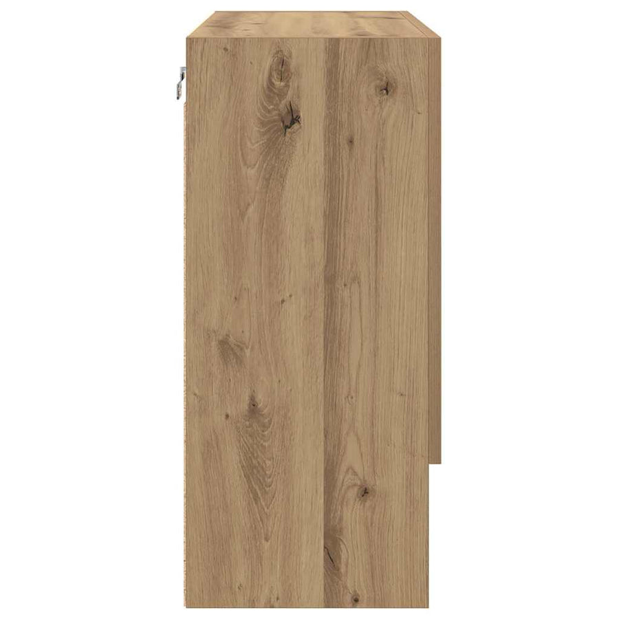 Wandkast artisanaal eikenkleurig 60 x 31 x 70 cm Bewerkt hout