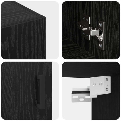 Wandkast Zwart eiken 60 x 31 x 70 cm Bewerkt hout