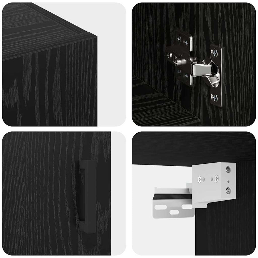 Wandkast Zwart eiken 60 x 31 x 70 cm Bewerkt hout