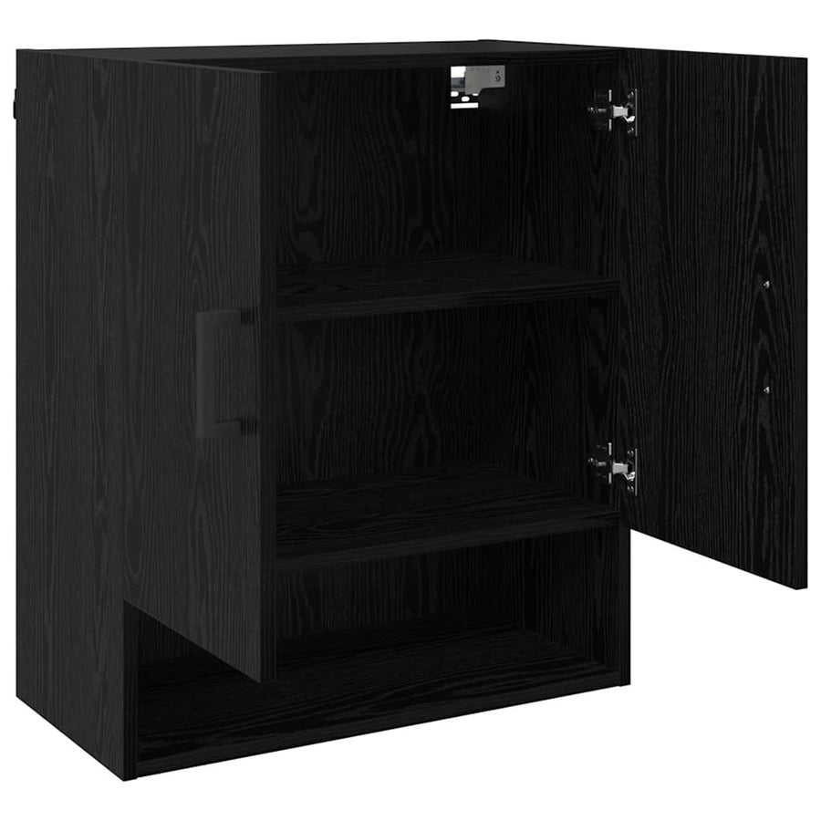 Wandkast Zwart eiken 60 x 31 x 70 cm Bewerkt hout
