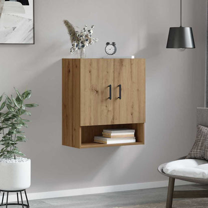 Wandkast artisanaal eikenkleurig 60 x 31 x 70 cm Bewerkt hout
