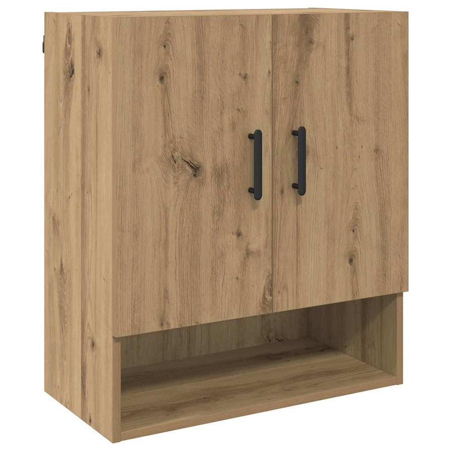 Wandkast artisanaal eikenkleurig 60 x 31 x 70 cm Bewerkt hout