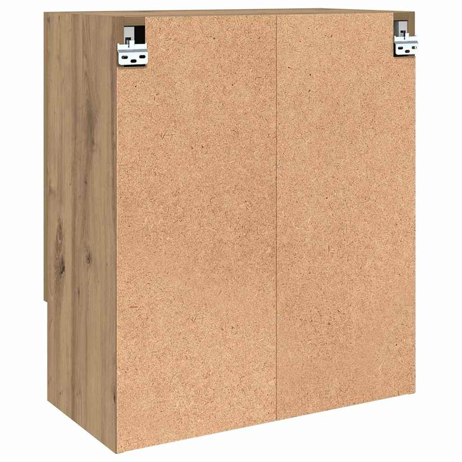Wandkast artisanaal eikenkleurig 60 x 31 x 70 cm Bewerkt hout