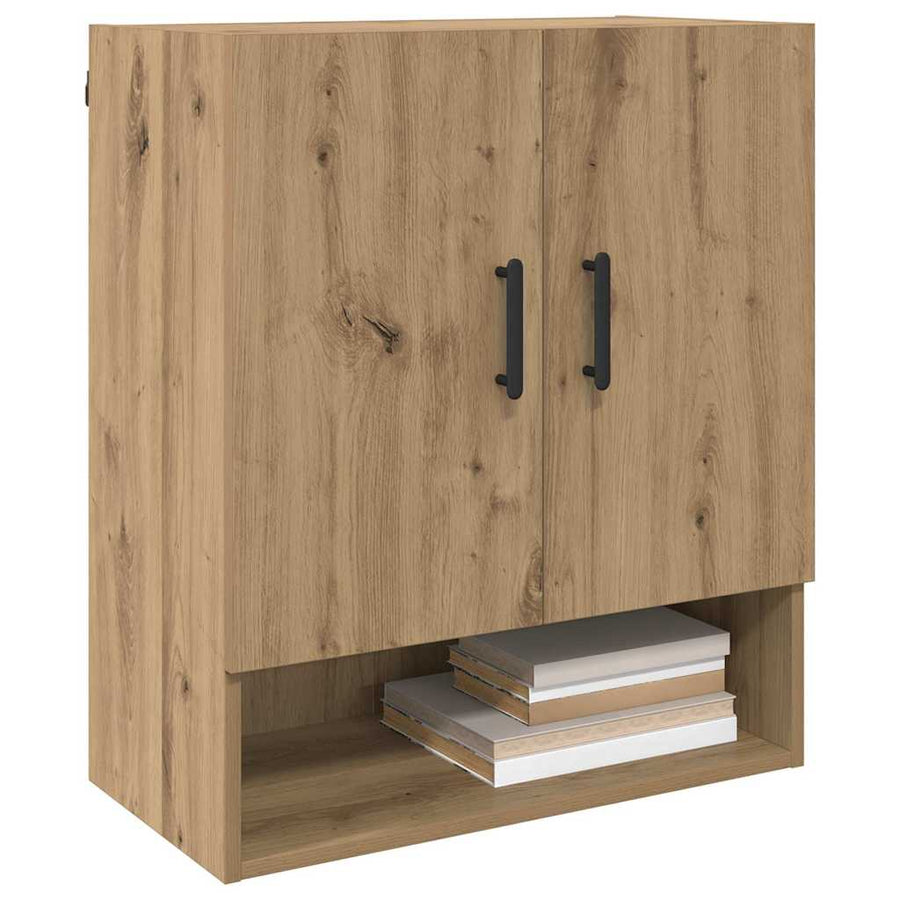 Wandkast artisanaal eikenkleurig 60 x 31 x 70 cm Bewerkt hout