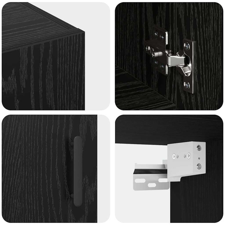Wandkast Zwart eiken 60 x 31 x 70 cm Bewerkt hout