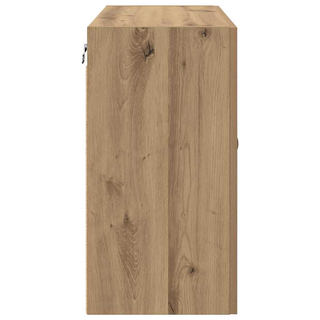 Wandkast artisanaal eikenkleurig 60 x 31 x 60 cm Bewerkt hout
