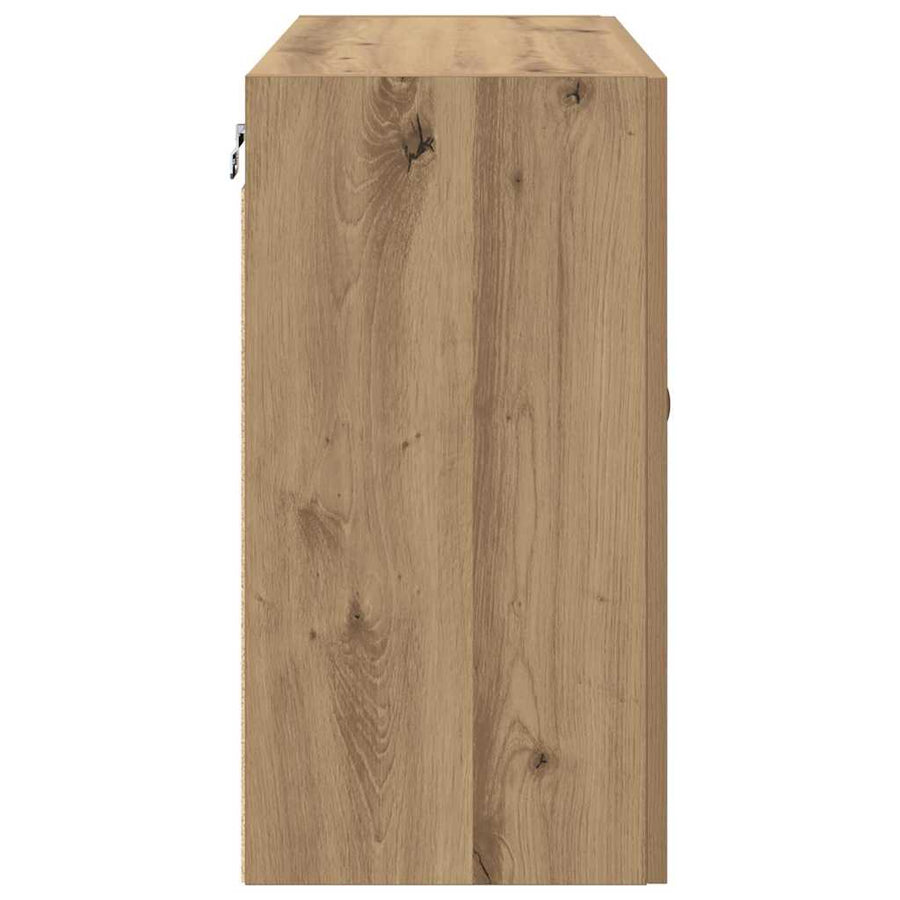 Wandkast artisanaal eikenkleurig 60 x 31 x 60 cm Bewerkt hout