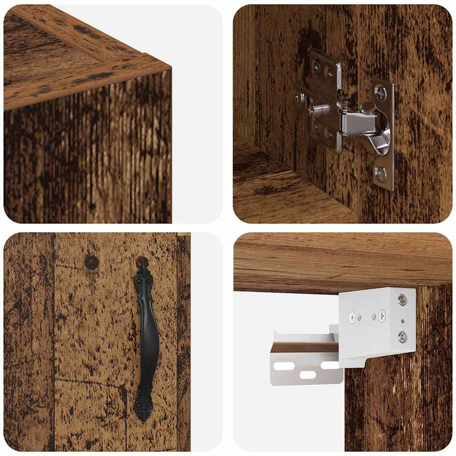 Wandkast Wandgemonteerd Oud hout 60 x 31 x 60 cm Bewerkt hout