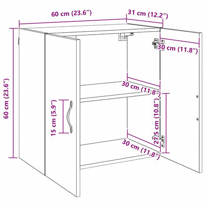 Wandkast artisanaal eikenkleurig 60 x 31 x 60 cm Bewerkt hout