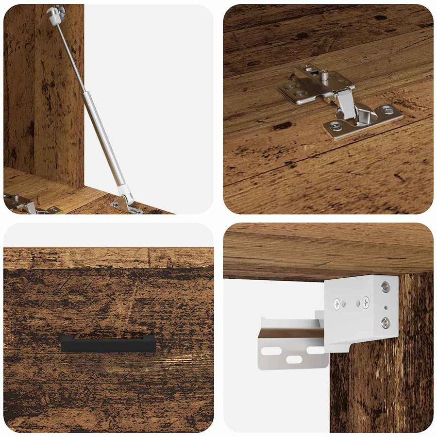 Wandkast Wandgemonteerd Oud hout 60 x 36.5 x 35 cm Bewerkt hout