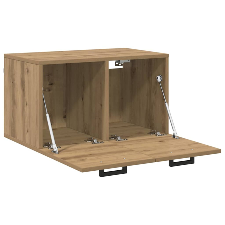 Wandkast artisanaal eikenkleurig 60 x 36.5 x 35 cm Bewerkt hout