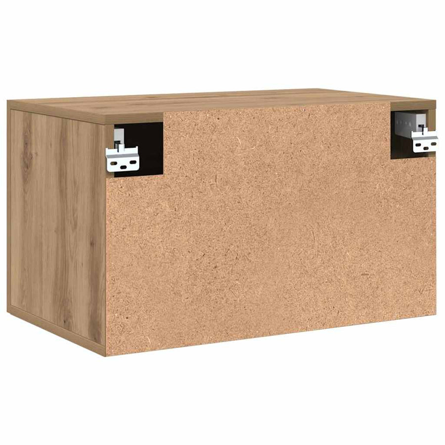 Wandkast artisanaal eikenkleurig 60 x 36.5 x 35 cm Bewerkt hout